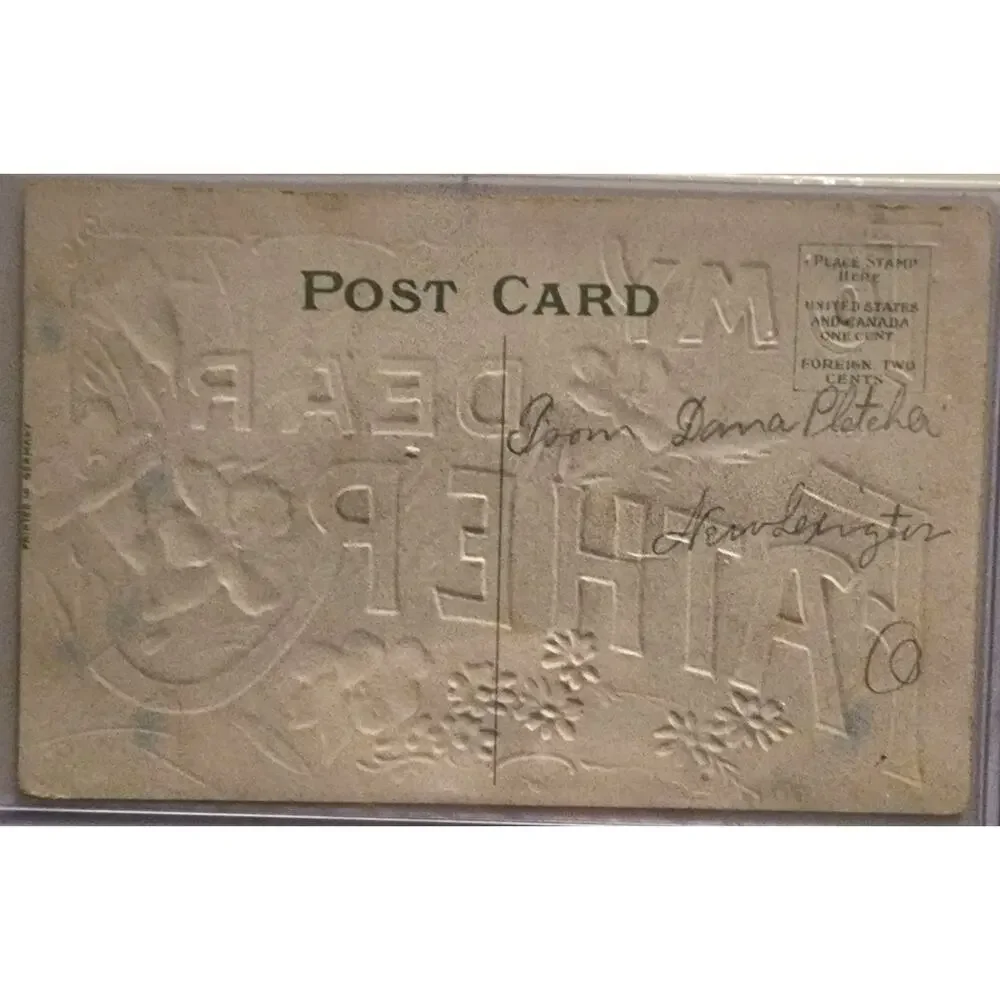 Lot Of Four Vintage Antique Embossed Postcards Flowers Father Dad Cousin